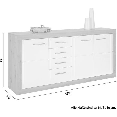 Mömax Sideboard Malta in Weiß/Eichefarben (1/4)