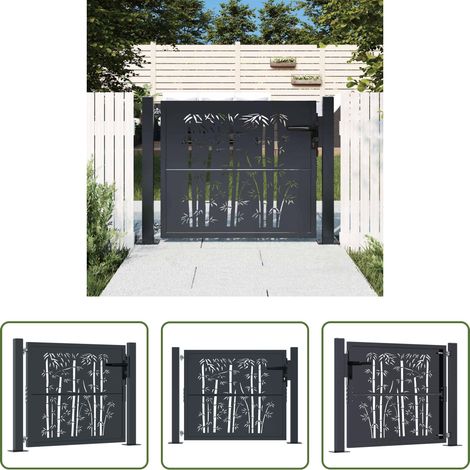 Portail extérieur - Portail de jardin Anthracite 100x100 cm Acier Design Bambou (1/5)
