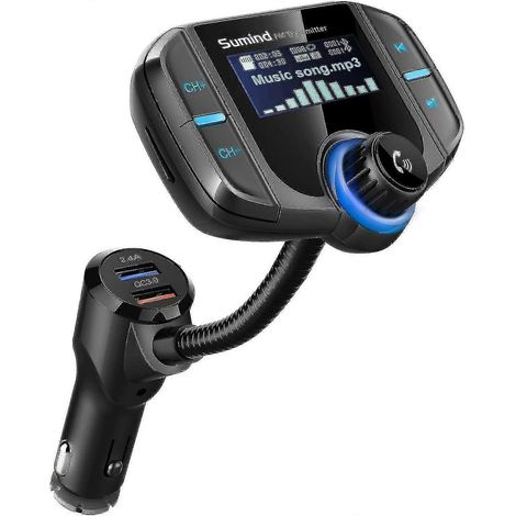 (Version améliorée) Émetteur FM, adaptateur radio sans fil, kit mains libres pour voiture avec écran de 1,7 pouce (1/5)