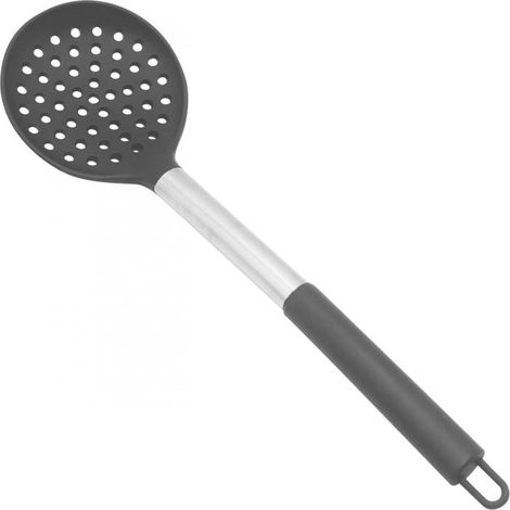 Cuillère à trous en silicone, louches de cuisine sans soudure et antiadhésives avec manche en acier inoxydable (1/5)