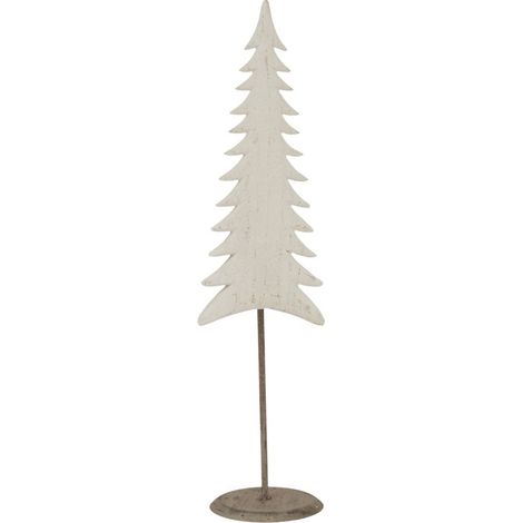 Medium Whitewashed Tall Christmas Tree on Stand - Metal - L12 x W13 x H53 cm - White