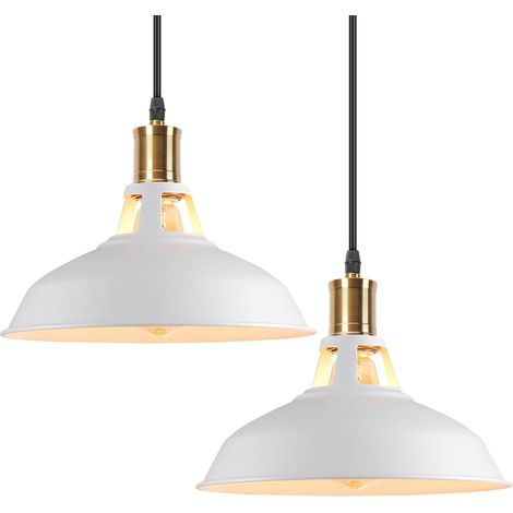 Lot de 2 Suspension Luminaire, Métal, Design Industriel, Douille E27, Câble Réglable, Pour Cuisine Salon (1/5)