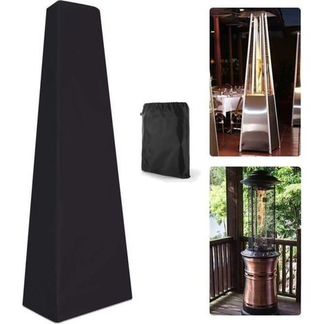 Housse de protection complète pour chauffage de terrasse, Tissu Oxford 210D très résistant pour chauffage pyramidal, 221x61x53 cm (1/4)