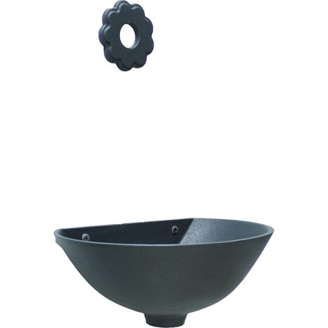 Fontana a muro modello 600 a parete grigio ghisa casa giardino balcone con rosone margherita