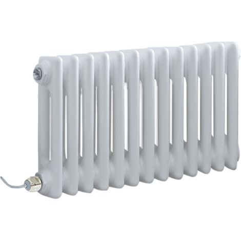 Hudson Reed Windsor - Radiateur Électrique Style Fonte Rétro Horizontal Double Rang avec Écran Tactile - Blanc - 30 cm x 60.5 cm