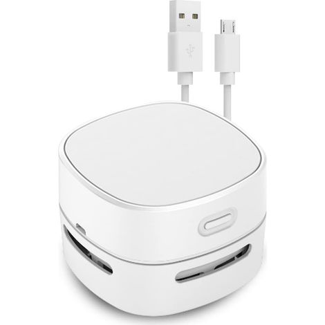 Petit aspirateur portatif, aspirateur de bureau rechargeable par USB pour bureau, maison, bureau et voiture (blanc) (1/5)