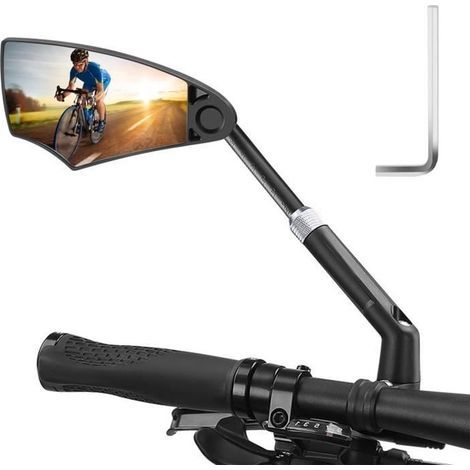 (Noir)Rétroviseur Vélo HD, 360° Rotatif Miroirs de Vélo Rétroviseurs de Electrique pour 20-23mm(Gauche) (1/4)