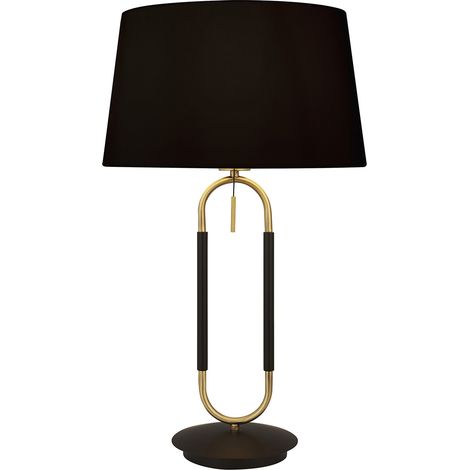 Lampada Da Scrivania Contemporanea Jazz Acciaio Nero Tessuto Ottone 1 Luce E27 (1/4)