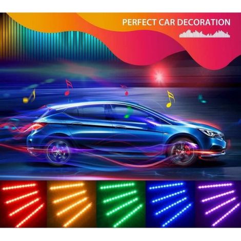 Bande LED - Éclairage Intérieur Automobile - Multicolore - Contrôle Sans Fil - Compatible Tous Modèles - 4 Mètres (1/4)