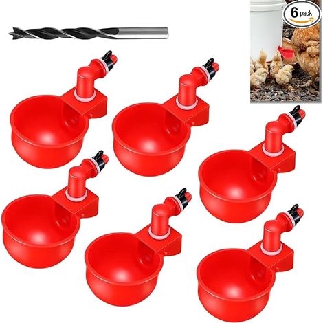 Automatic Chicken Drinking Cup Red Water Cup for Poultry Chickens Ducks Geese Turkeys with Drill Bit Included (1/5)