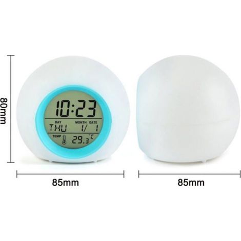 Horloge numérique d'étudiant pour garçons et filles, horloge chevet lumière changeante 7 couleurs, contrôle tactile (1/4)
