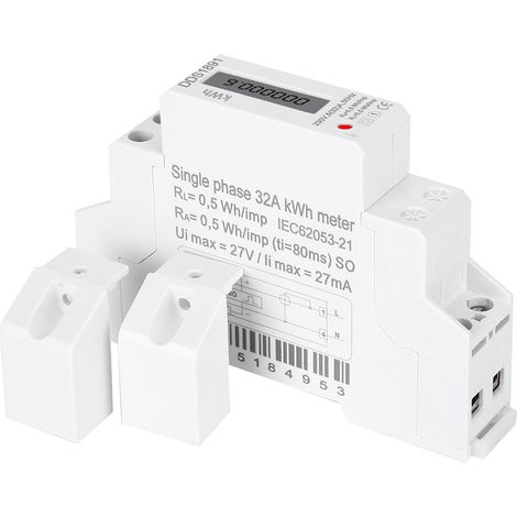 Compteur d'énergie monophasé DDS1891 sur rail DIN 230 V 5 32 A 50 Hz avec affichage LCD-AquaForge (1/5)