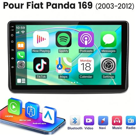 9 pouces Carplay 4 cœurs Autoradio pour Fiat Panda 169 (2003-2012)64G JUNSUN (1/5)