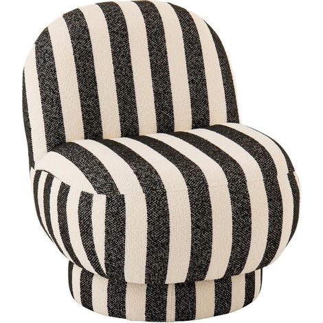 Fauteuil à Rayures "Ligné" 76cm Noir & Blanc Cassé (1/5)