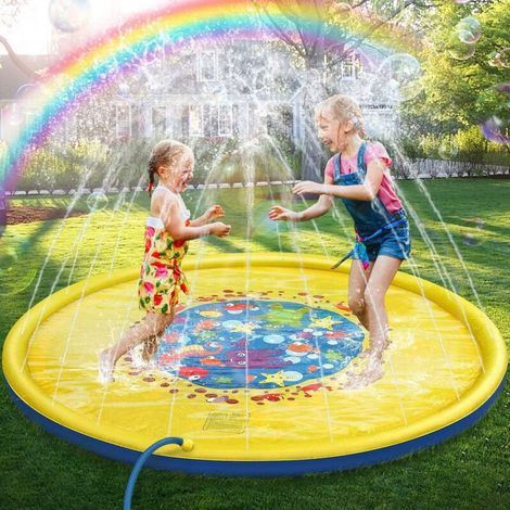 170cm Tapis Enfant De Jet d'eau, Durable PVC Tapis De Pulvérisation D'éclaboussure d'eau Eau Piscine, Splash Sprinkle Play Pad Mat - Jouets Incontournables des Enfants De L'été (1/4)