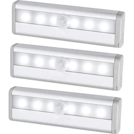 (Weiß) 3er-Pack Bewegungsmelderlampen, automatische Nachtlichter, Schranklampen, Treppenhauslampen, Küchenschranklampen, Nachtlichter (1/4)