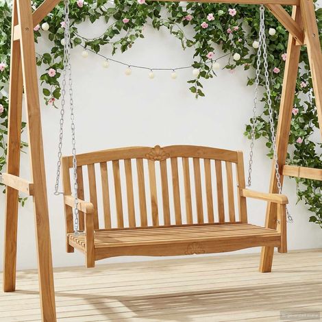 vidaXL  Swing Bench  Natural 114 x 60 x 60.5 cm Solid Teak Wood