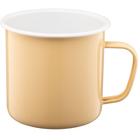 Tazza smaltata ROBERTO con manico 1,2 l 1200 ml 12 cm giallo paglierino pastello (1/3)