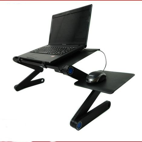 Table ordinateur portable pliable aluminium, support refroidissement lit canapé bureau (1/4)