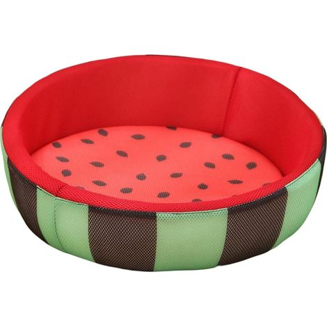 Tapis rafraîchissant rond à motif pastèque pour chat et chien, en maille, facile à nettoyer, doux, lavable, résistant aux griffures, robuste, taille S (1/5)