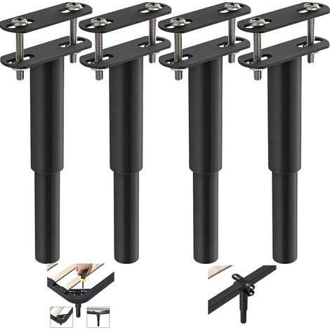 4 verstellbare Metallbettbeine, einziehbar, 18-33 cm - für Küchenmöbel, Kleiderschränke, Sofas, Betten