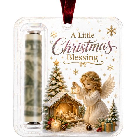 Porte-monnaie ange en acrylique, décoration de Noël à suspendre, étiquette de rangement pour argent, décoration pour sapin de Noël (1/5)