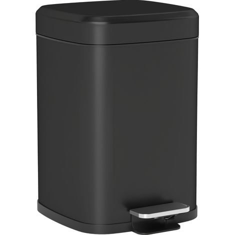 12L Modern Boxy Metal Home Kitchen Bin - Black