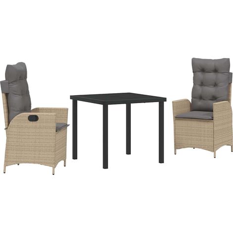 Ensemble de salle à manger pour jardin 3 pcs,Salon de jardin Beige polyrotin CFW96594 (1/5)