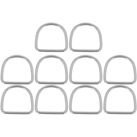 Lot de 10 anneaux en D semi-circulaires en acier inoxydable 316 pour gréement de kayak (20 x 17 x 4 mm). (1/5)