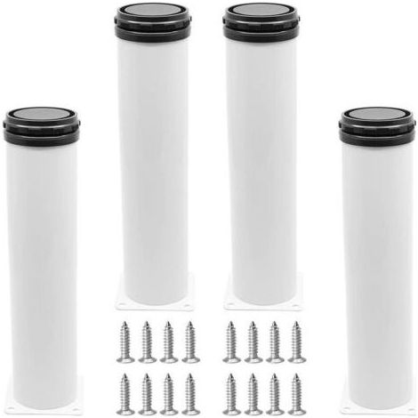 4x Pieds de Meuble Reglable Pieds de Table en Acier Inoxydable avec Vis Blanc - 30cm (1/5)