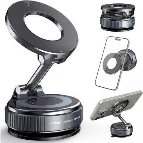 Support Telephone Voiture Ventouse, Support Telephone Voiture Magnetique: 360° Rotation Support Voiture Ventouse Vide Puissante De 2800 Gf Support Telephone Voiture Pour Iphone,Noir (1/4)