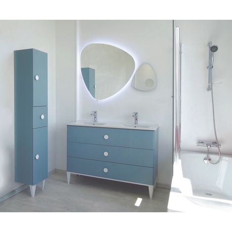 ONDEE - Mueble de baño para fijar de la colección NEMOO - Entregado en kit - Ancho 120cm - lacado mate verde de agua - Lavabo plano