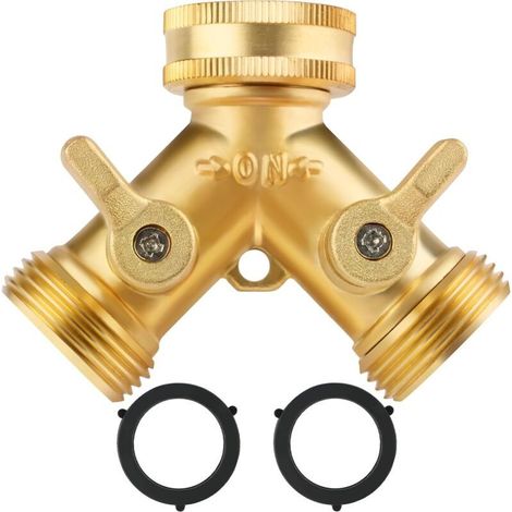Double Washing Machine Faucet, 3/4" 2 Way Y Connector for Garden Hose with Independent On/Off Valves for Connecting 2 Appliances to Garden Tap (1/5)