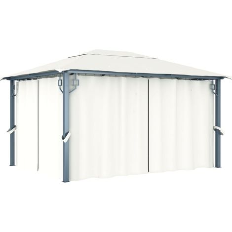 Gazebo con Tenda 400 x 300 cm Crema Alluminio vidaXL (1/5)