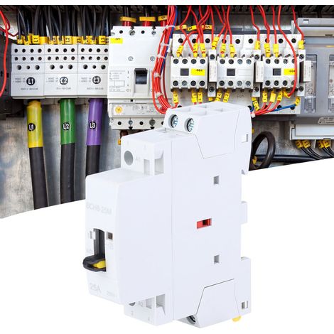 Contacteur modulaire domestique 2P25A pour courant alternatif avec fonction de commande manuelle 230 V 50/60 Hz (1 NO 1 NF) (1/5)