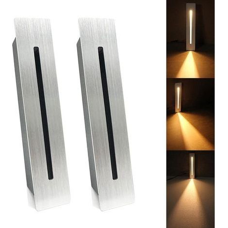 LED Encastré Escalier Lumière Étape Lumière 3W 220 V Intérieur Coin Applique Murale Étape Décoration Lampe Couloir Escalier Lampe Avec CREE Puce, 2 pièces, Blanc Chaud, Silver (1/5)