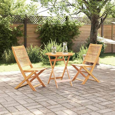 Klapp Bistro Set 3 pcs Braun Massivholz Akazie