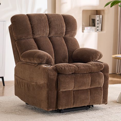 Fauteuil TV électrique réglable avec deux moteurs et assistance de levage pour le salon, fauteuil de lecture, fauteuil lounge inclinable, canapé une place multifonctionnel (marron) (1/5)