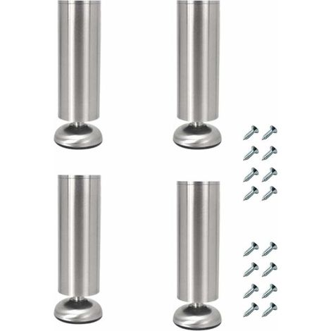Lot de 4 pieds de meubles réglables en acier inoxydable de 25 cm d'épaisseur pour meuble TV et canapé (1/5)