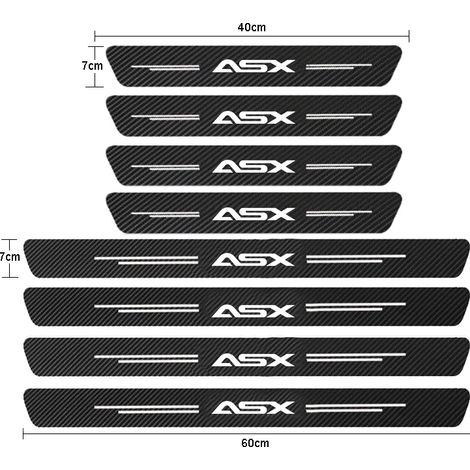 (8 pièces pour ASx) Seuil de porte de voiture Mitsubishi ASX 2010-2023,autocollants en fibre de carbone pour coffre et pare-chocs arrière,accessoires auto (1/3)