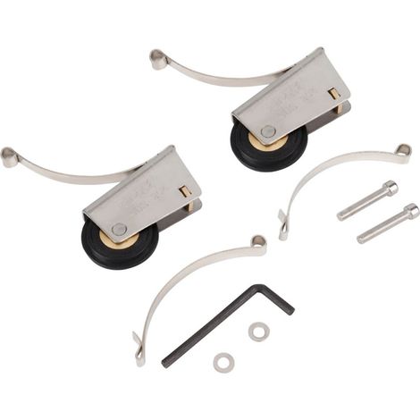 2 roulettes de suspension à ressort pour rail de porte coulissante de salle de bain, compatibles avec les rails de guidage. (1/5)