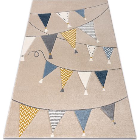 KIDDO Teppich 9426 beige / weiß Dreiecke, Party für Kinder, sensorisch beige 120x170 cm (1/5)