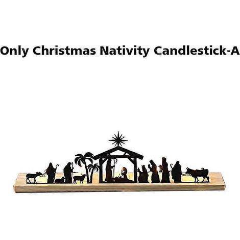 Chandelier de Noël adventiste en métal avec base en bois, chandelier de la Nativité