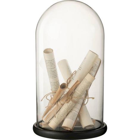 Cloche décorative en verre beige style parchemin raffiné - Beige parchemin et verre transparent (1/2)