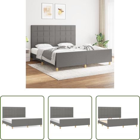 Kopfteil - Bettgestell ohne Matratze Dunkelgrau 180x200 cm Stoff (1/5)