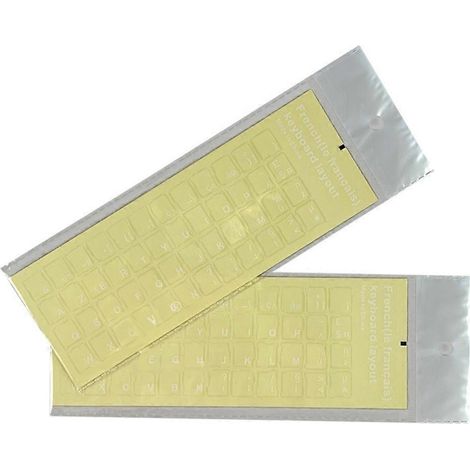 Lot de 2 autocollants pour clavier français, fond transparent, lettres blanches/noires, universels (1/5)