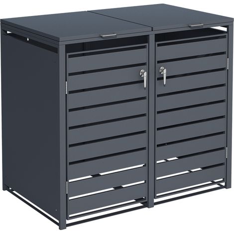 Mülltonnenbox Müllbox Mülltonnenverkleidung 2 Türen Box mit Deckel Anthrazit (1/5)
