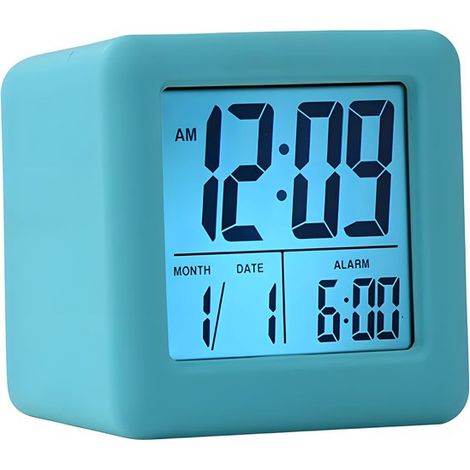 Sveglia per bambini - Sveglia digitale - Sveglia in silicone - Con visualizzazione della data e funzione snooze - Alimentata a batterie - Adatta a bambini, maschi e femmine - Blu