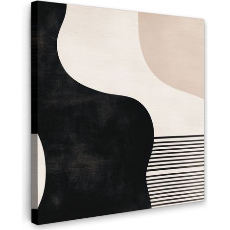 TABLEAU SUR TOILE Abstrait - Japandi - Beige - Moderne Tableau Chambre Adulte 90x90 cm