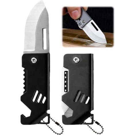 Mini couteau de poche porte-clés acier inoxydable couteau pliant petit pour extérieur et quotidien
